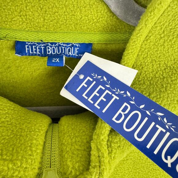Fleet Boutique NWT Pea Green Vine Full Zip Mock Neck Fleece Jacket Size 2X - Picture 6 of 8